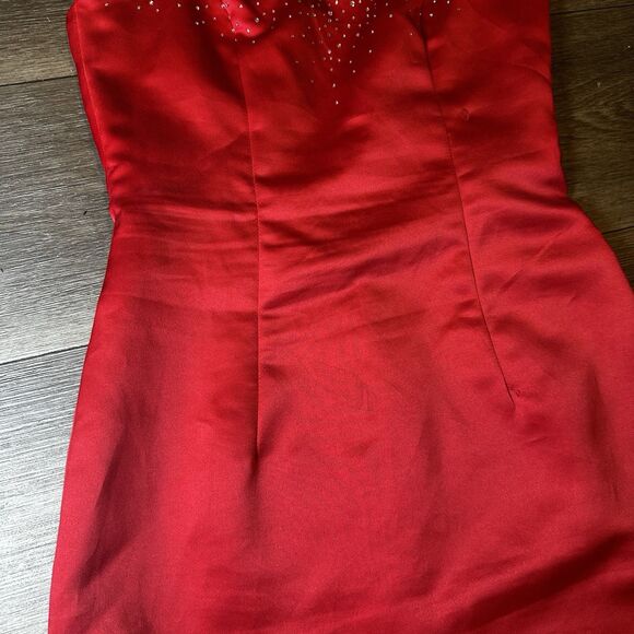 Vintage 90s Y2K Zum Zum Niki Livas Prom Gown Red Dress Rhinestone Fairy Corset 5 - Picture 10 of 11